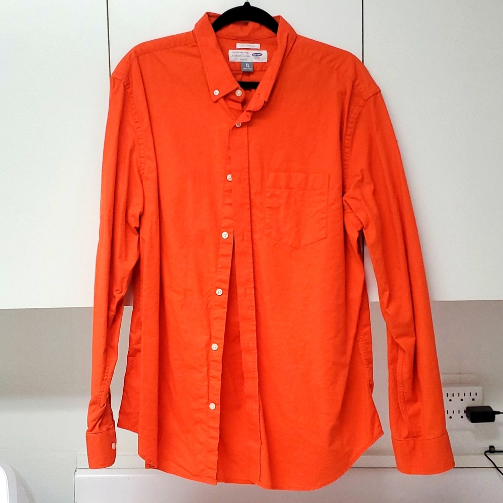 Old Navy XL Mens Orange Button Down Shirt Casual NWOT